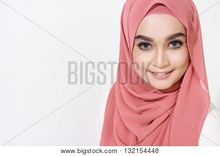 Asian Malay Woman Posing With Muslim Attire