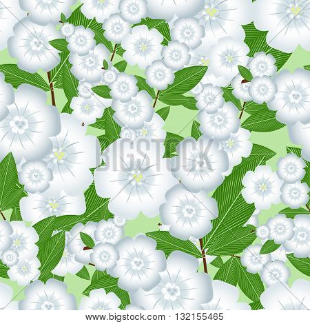 Seamless pattern of pale blue garden plants and branches vector illustration