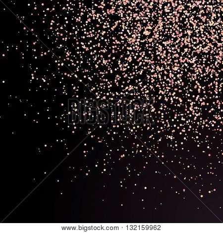 Abstract confetti background rose gold confetti round confetti pieces in the corner