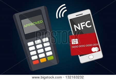 Mobile payments and near field communication. Transaction and paypass and NFC. illustration