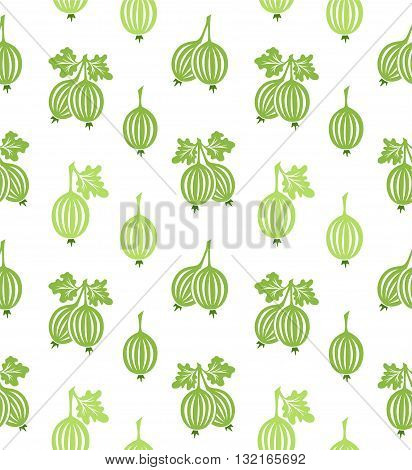 Goosberry pattern. Vector seamless background with fruit icons.