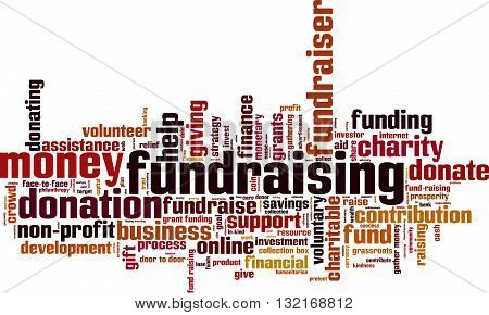 Fundraising word cloud concept. Vector illustration on white