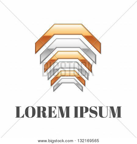 Abstract gold-silver logo on white background. Vector Illustration.