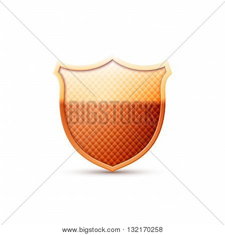 gold shield on white background. Vector Illustration.