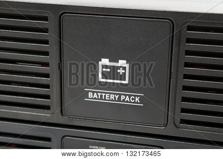 uninterruptible power supply (ups) reserve battery, closeup view