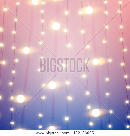 Pink and blue stylish unfocused background with bokeh carnival lights. Vector illustration eps10.