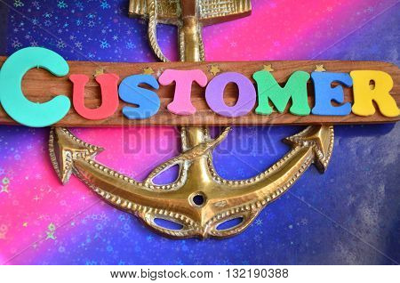word customer on a abstract colorful background