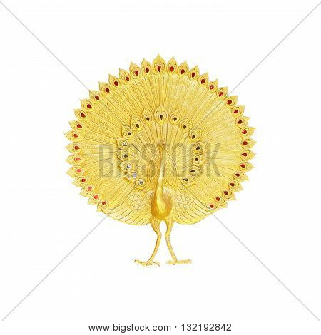 Ornament of gold plated vintage floral Peacock stucco of gold plated thai art Style