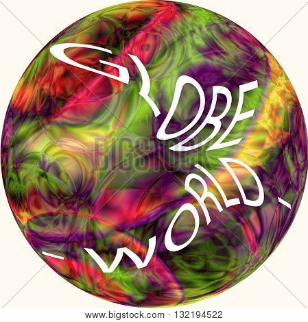 Globe world - isolated, on the abstract coloring gradients background with visual lise effect