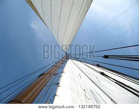 Sailboat mast with a nice blue sky