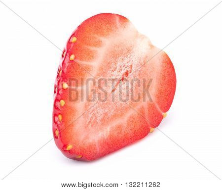 Perfectly cleaned sliced strawberry isolated on the white background with clipping path