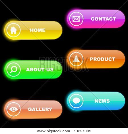 Botones para diseño web. Vecor conjunto.