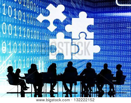 Corporate Jigsaw Puzzle Unity Team Collabration Concept