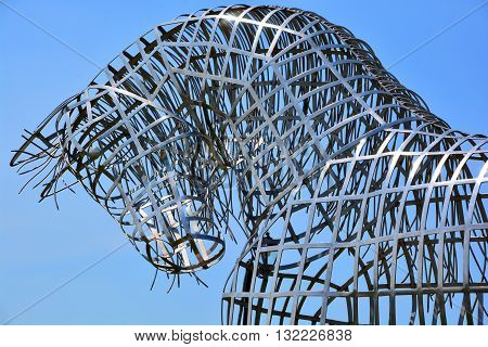 BROMONT QUEBEC CANADA MAY 28 2016: By Mathieu Isabelle new statue in Bromont. The home of the Parc equestre Olympique de Bromont, equestrian park.
