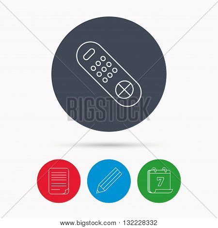 Remote control icon. TV switching channels sign. Calendar, pencil or edit and document file signs. Vector
