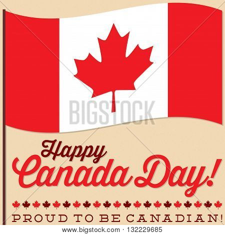 Flag Canada Day Card In Vector Format.