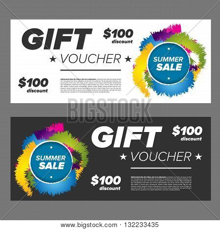 Summer sale gift voucher template with black and white backgrounds