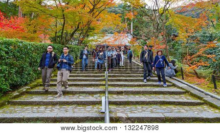 KYOTO JAPAN - NOVEMBER 22 2015: Eikando (View of Eternity Hall) Zenrinji (Temple of Forest of Zen) founded in 853 houses a famous Amida statue which a Japanese important Cultural Property