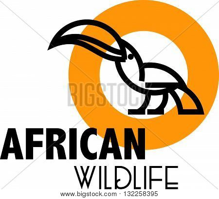 Vector flat simple minimalistic toucan bird logo. African bird icon, animal sign, symbol isolated on white background. Nature park, national zoo, pet shop logo, animal food store logo.