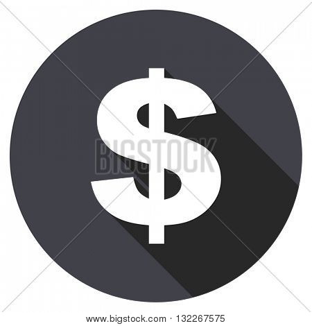 dollar vector icon, round flat design button, web and mobile app illustration