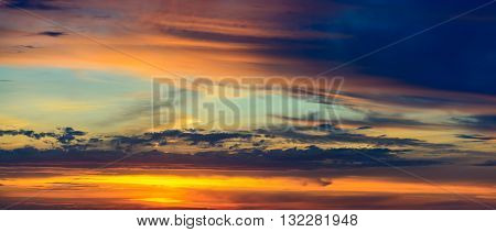 Dramatic sunset behind stromy clouds South Australia