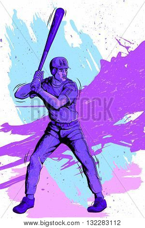 Concept of sportsman playing Baseball. Vector illustration
