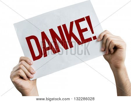 Thank You (in German) placard isolated on white background