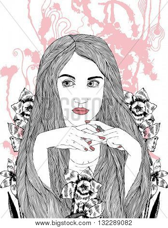 linear illustration woman portrait