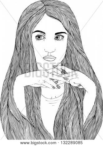 linear illustration woman portrait
