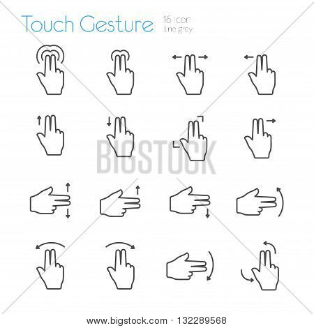 Touch Gesture Icons Line Double  set of 16