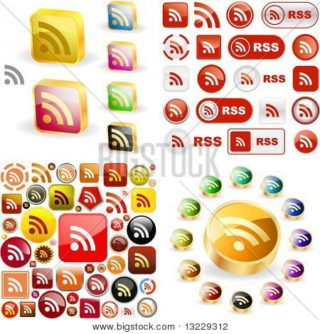 Botões RSS. Grande coleção de vetores.