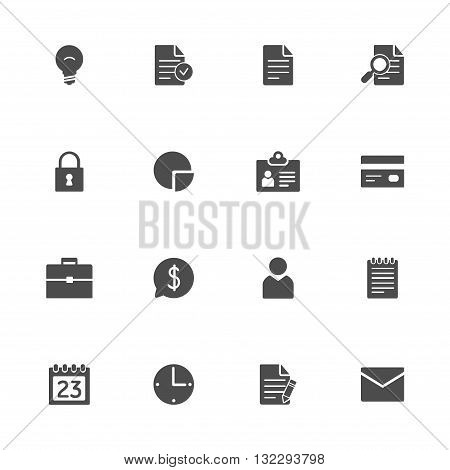 bussines gray flat icons set of 16