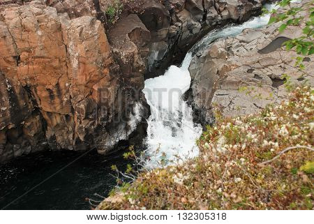Photo waterfall made during a hike in 2011 on the Putorana plateau. Taimyr Peninsula Russia.