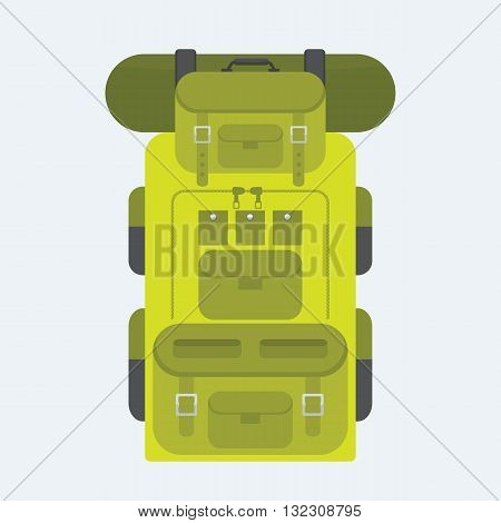 Camping and military backpack icon. Vector Graphic illustration with flat color style.
