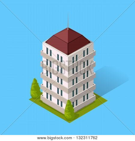 Skyscraper logo building icon. Building and isolated skyscraper, tower and office city architecture, house business building logo, apartment office vector illustration