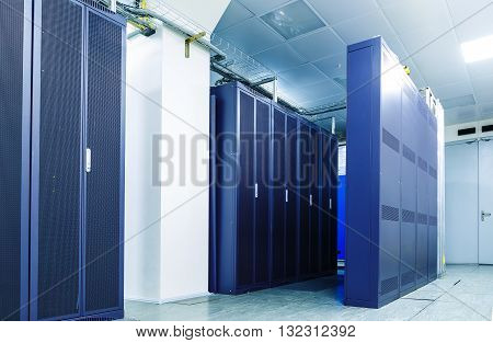 server communication equipment in the server room, data center