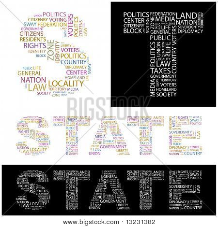 STATEN. Ordet collage. Vektor illustration.