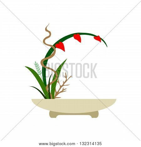 Ikebana. Japanese bouquet. Object isolated on white background.
