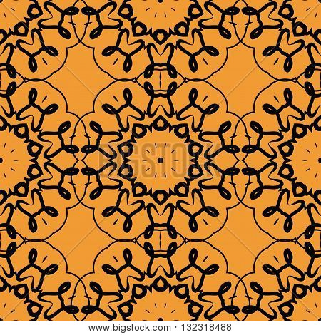 Seamless Print of stylized rounf mandala frame