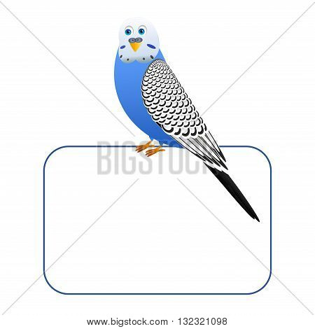 Blue cartoon bird on a blank board