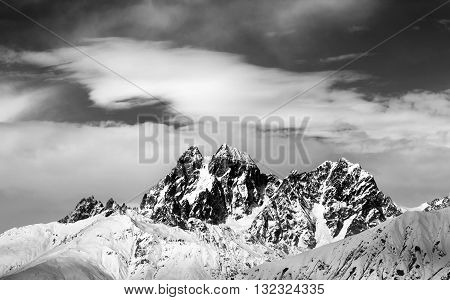 Black And White Mounts Ushba And Chatyn