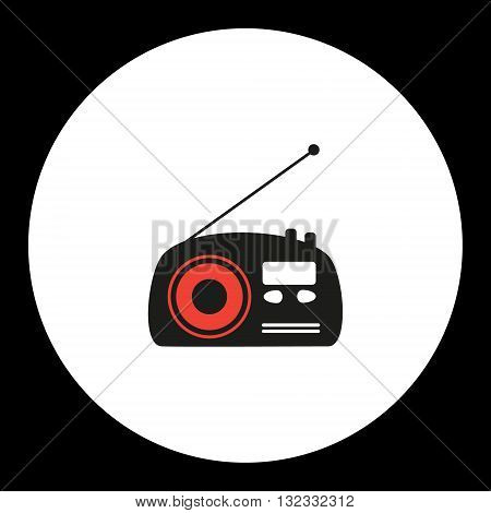 Old Radio Simple Isolated Black And Red Icon Eps10
