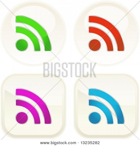 Conjunto de botão RSS. Ilustração vetorial.