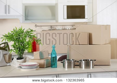 Packed household goods for moving into new house