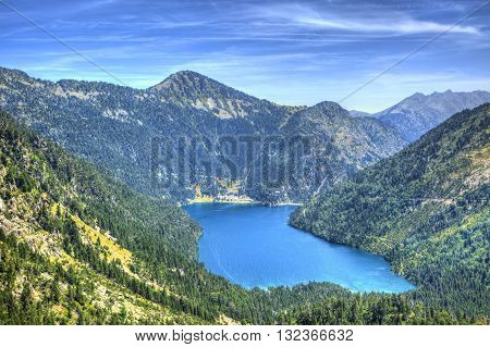 Beautiful image of the Lake Oredon located in the French Pyrenees Mountains.