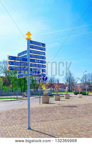 Direction Signs Near Ferry Terminal In Ventspils