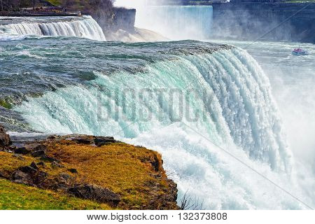 Niagara Falls And A Ship
