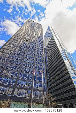 Bottom Up View On Exxon Building And Time-life Building