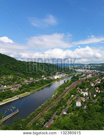 Castle Strekov in valley of river Labe in Usti nad Labem city