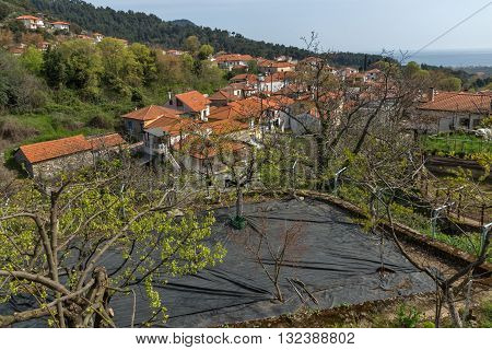 Panorama to village of Potamia, Thassos island,  East Macedonia and Thrace, Greece